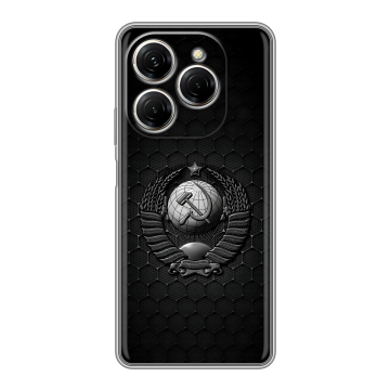 Силиконовый чехол на Tecno Spark 20 Pro с принтом Герб Флаг СССР