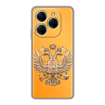 Силиконовый чехол на Tecno Spark 20 Pro с принтом Герб Флаг России