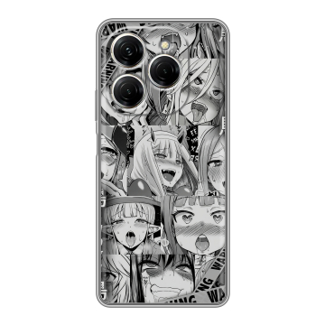 Силиконовый чехол на Tecno Spark 20 Pro с принтом Ahegao Ахегао Аниме