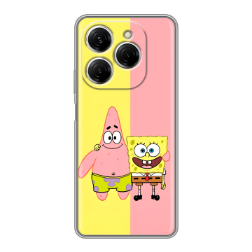Силиконовый чехол на Tecno Spark 20 Pro с принтом Спанч боб Спанчбоб