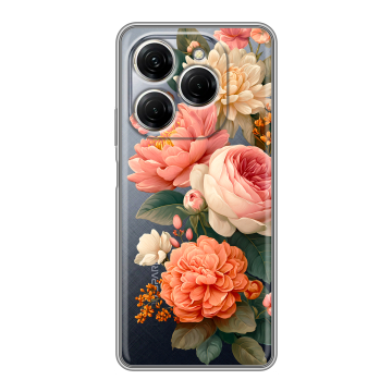 Силиконовый чехол на Tecno Spark 20 Pro с принтом цветы