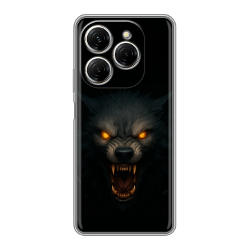 Силиконовый чехол на Tecno Spark 20 Pro с принтом Волк