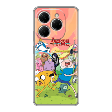 Силиконовый чехол на Tecno Spark 20 Pro с принтом Adventure time Время приключений