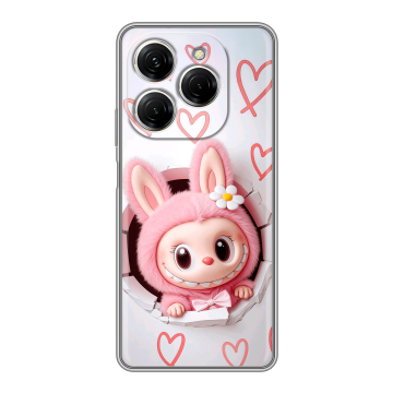 Силиконовый чехол на Tecno Spark 20 Pro с принтом Labubu Лабубу