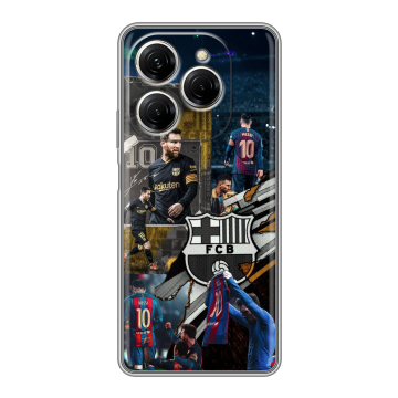 Силиконовый чехол на Tecno Spark 20 Pro с принтом Messi Barcelona