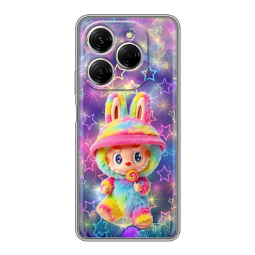 Силиконовый чехол на Tecno Spark 20 Pro с принтом Labubu Лабубу