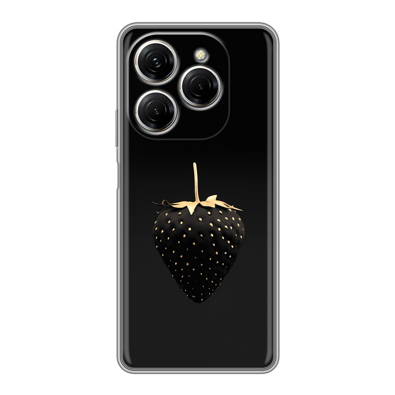 Силиконовый чехол на Tecno Spark 20 Pro с принтом Черная клубника Силиконовый чехол на Tecno Spark 20 Pro с принтом Черная клубника