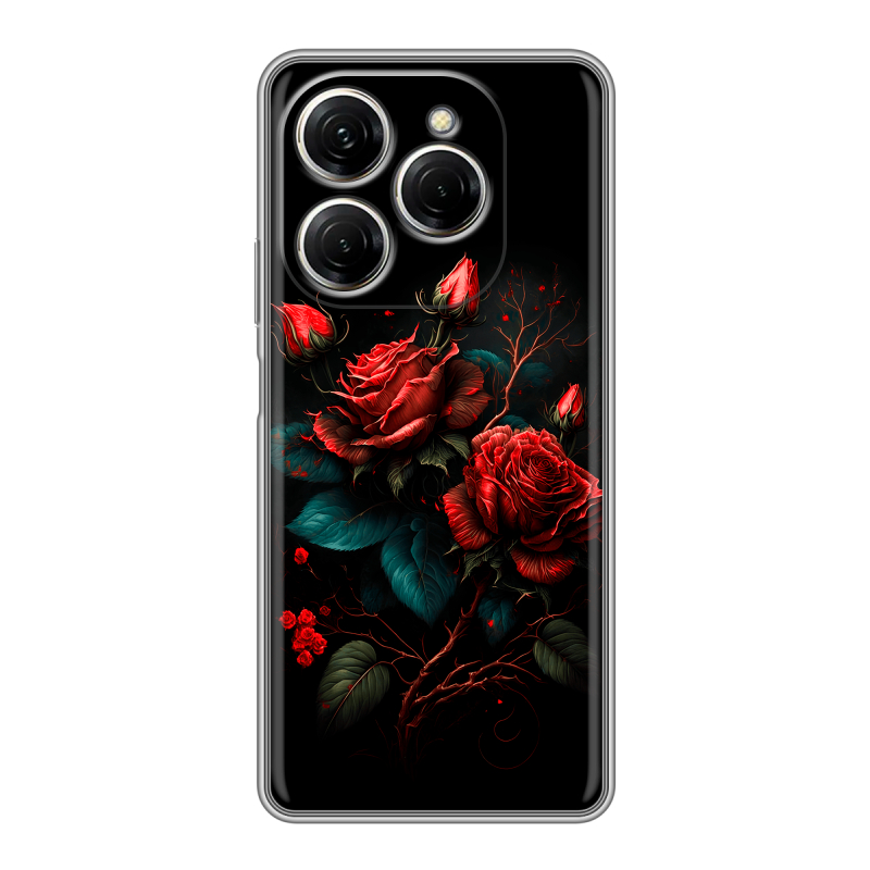 Силиконовый чехол на Tecno Spark 20 Pro с принтом Розы красные Силиконовый чехол на Tecno Spark 20 Pro с принтом Розы красные