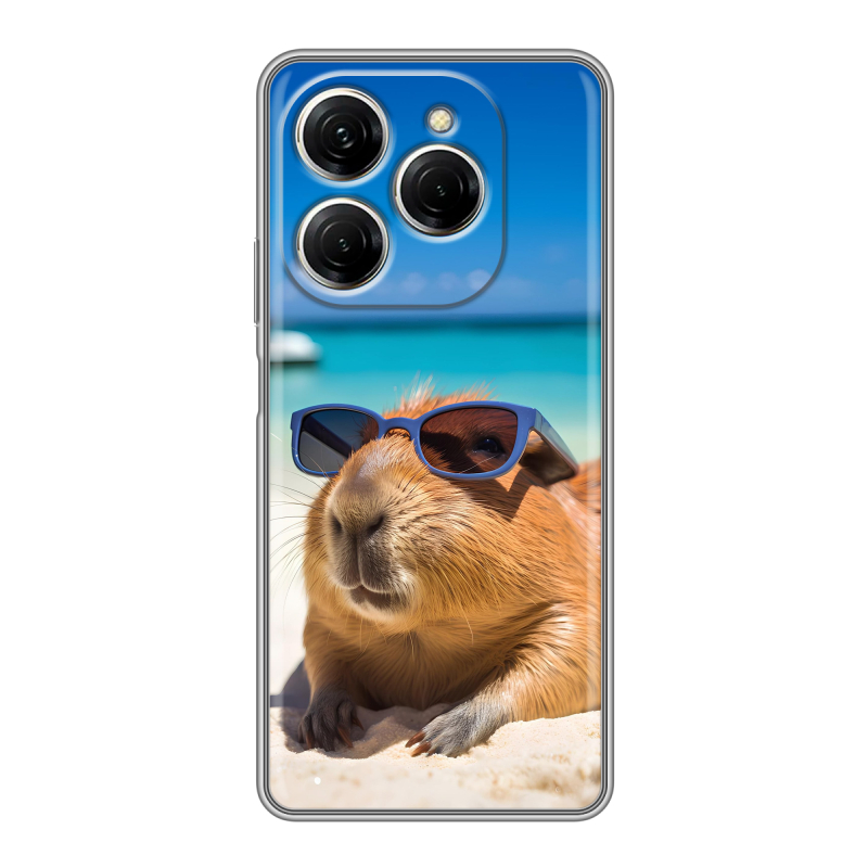 Силиконовый чехол на Tecno Spark 20 Pro с принтом Капибара Силиконовый чехол на Tecno Spark 20 Pro с принтом Капибара