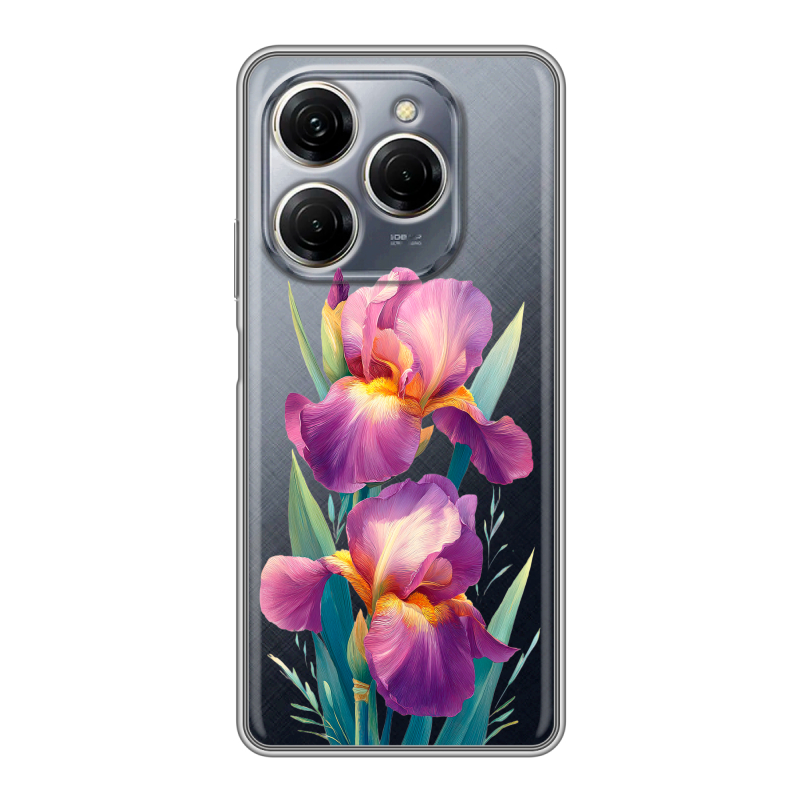 Силиконовый чехол на Tecno Spark 20 Pro с принтом Цветы орхидеи Силиконовый чехол на Tecno Spark 20 Pro с принтом Цветы орхидеи