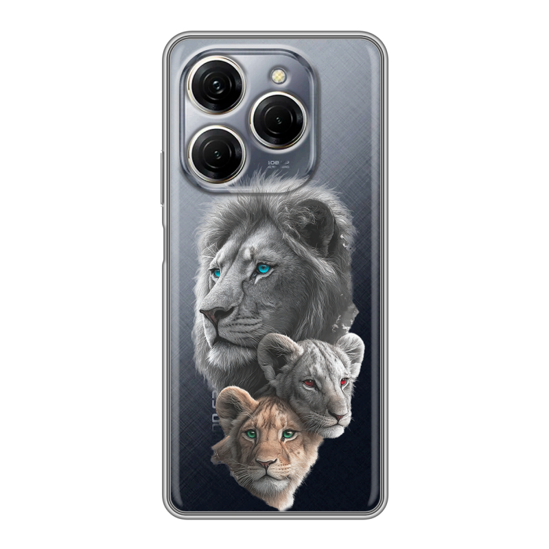 Силиконовый чехол на Tecno Spark 20 Pro с принтом Львы Силиконовый чехол на Tecno Spark 20 Pro с принтом Львы