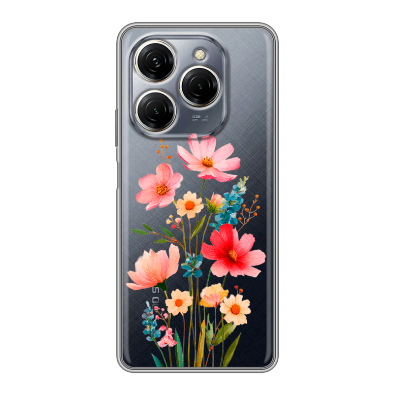 Силиконовый чехол на Tecno Spark 20 Pro с принтом Цветы Силиконовый чехол на Tecno Spark 20 Pro с принтом Цветы