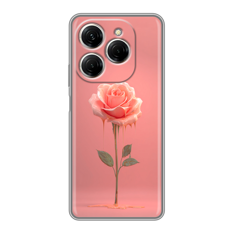 Силиконовый чехол на Tecno Spark 20 Pro с принтом Розовая роза Силиконовый чехол на Tecno Spark 20 Pro с принтом Розовая роза