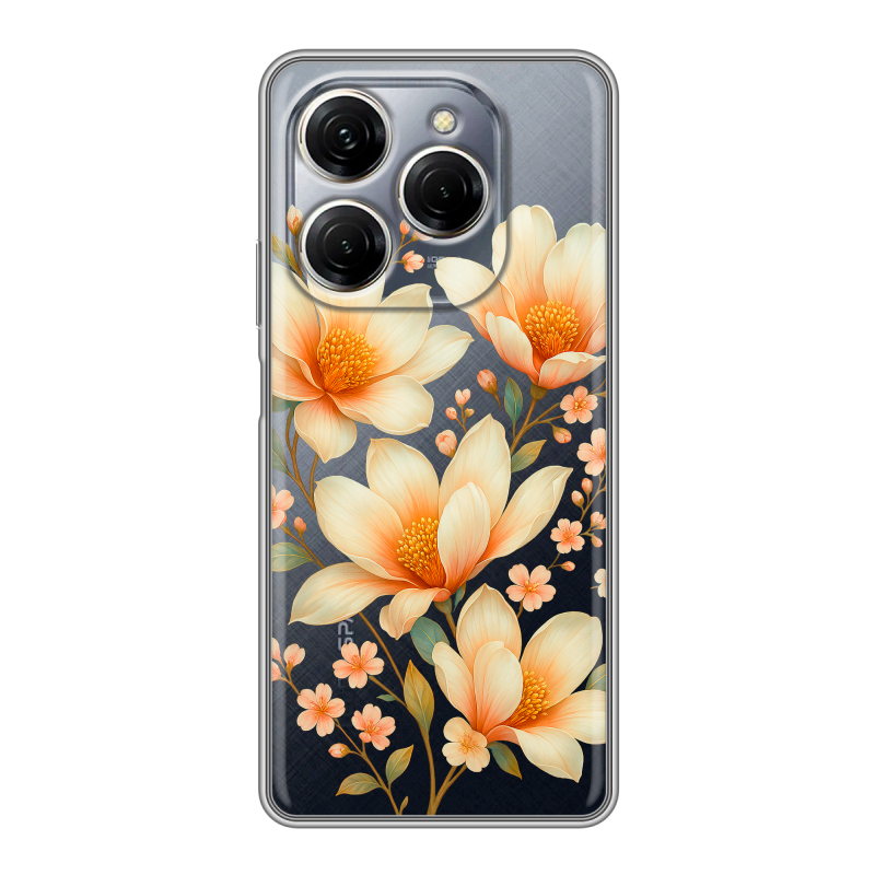 Силиконовый чехол на Tecno Spark 20 Pro с принтом Цветы Силиконовый чехол на Tecno Spark 20 Pro с принтом Цветы