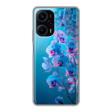 Силиконовый чехол на Xiaomi RedMi Note 12 Turbo с принтом голубые орхидеи