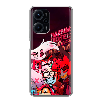 Силиконовый чехол на Xiaomi RedMi Note 12 Turbo с принтом Hazbin Hotel Отель Хазбин