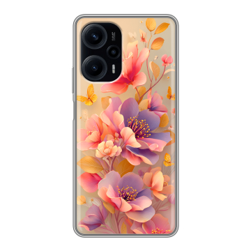 Силиконовый чехол на Xiaomi RedMi Note 12 Turbo с принтом Цветы и бабочки