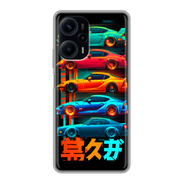 Силиконовый чехол на Xiaomi RedMi Note 12 Turbo с принтом машины тачки