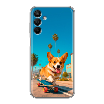 Силиконовый чехол на Samsung Galaxy A15 с принтом Корги на скейте
