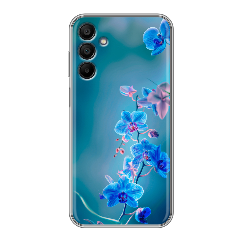 Силиконовый чехол на Samsung Galaxy A15 с принтом Голубые цветы Силиконовый чехол на Samsung Galaxy A15 с принтом Голубые цветы