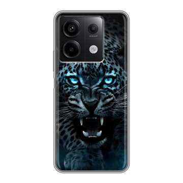 Силиконовый чехол на Xiaomi Redmi Note 13 5G с принтом Темный леопард Силиконовый чехол на Xiaomi Redmi Note 13 5G с принтом Темный леопард