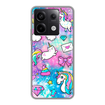 Силиконовый чехол на Xiaomi Redmi Note 13 5G с принтом Единороги Силиконовый чехол на Xiaomi Redmi Note 13 5G с принтом Единороги