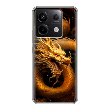 Силиконовый чехол на Xiaomi Redmi Note 13 5G с принтом Золотой дракон Силиконовый чехол на Xiaomi Redmi Note 13 5G с принтом Золотой дракон