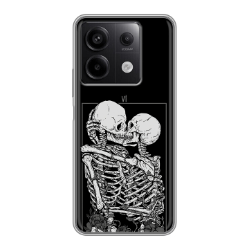 Силиконовый чехол на Xiaomi Redmi Note 13 5G с принтом Поцелуй скелетов Силиконовый чехол на Xiaomi Redmi Note 13 5G с принтом Поцелуй скелетов