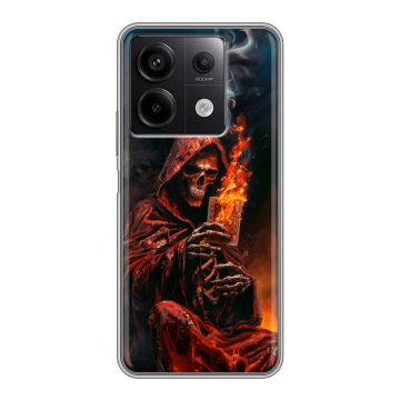 Силиконовый чехол на Xiaomi Redmi Note 13 5G с принтом Скелет и карты Силиконовый чехол на Xiaomi Redmi Note 13 5G с принтом Скелет и карты