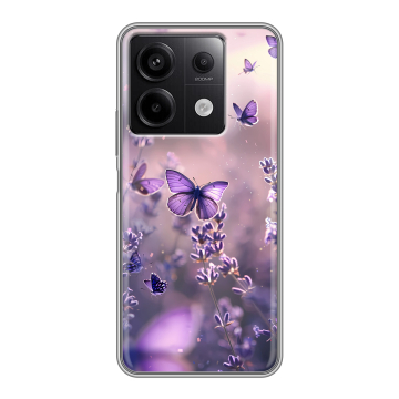 Силиконовый чехол на Xiaomi Redmi Note 13 5G с принтом бабочки и лаванда Силиконовый чехол на Xiaomi Redmi Note 13 5G с принтом бабочки и лаванда