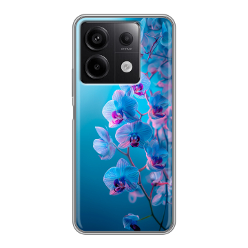 Силиконовый чехол на Xiaomi Redmi Note 13 5G с принтом голубые орхидеи Силиконовый чехол на Xiaomi Redmi Note 13 5G с принтом голубые орхидеи