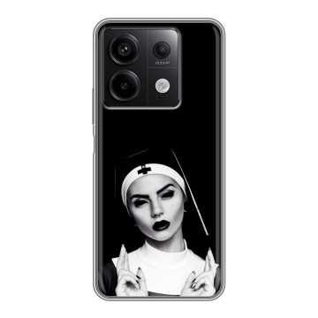 Силиконовый чехол на Xiaomi Redmi Note 13 5G с принтом монашка Силиконовый чехол на Xiaomi Redmi Note 13 5G с принтом монашка