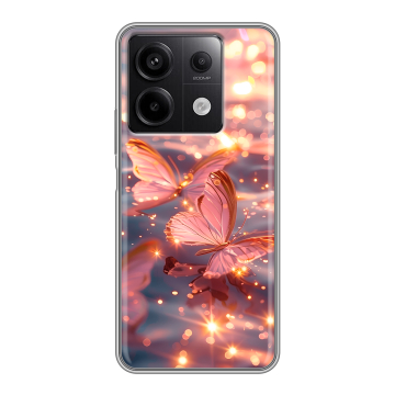 Силиконовый чехол на Xiaomi Redmi Note 13 5G с принтом бабочки розовые Силиконовый чехол на Xiaomi Redmi Note 13 5G с принтом бабочки розовые