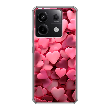 Силиконовый чехол на Xiaomi Redmi Note 13 5G с принтом розовые сердечки Силиконовый чехол на Xiaomi Redmi Note 13 5G с принтом розовые сердечки