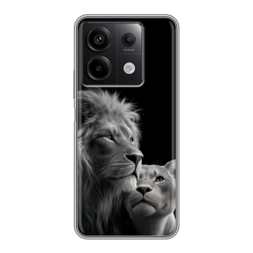 Силиконовый чехол на Xiaomi Redmi Note 13 5G с принтом Лев кошки Силиконовый чехол на Xiaomi Redmi Note 13 5G с принтом Лев кошки