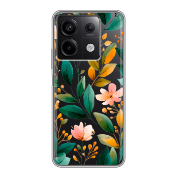 Силиконовый чехол на Xiaomi Redmi Note 13 5G с принтом Цветы паттерн Силиконовый чехол на Xiaomi Redmi Note 13 5G с принтом Цветы паттерн