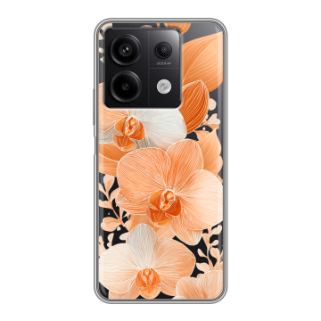 Силиконовый чехол на Xiaomi Redmi Note 13 5G с принтом Бежевые цветы Силиконовый чехол на Xiaomi Redmi Note 13 5G с принтом Бежевые цветы