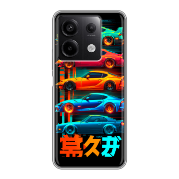 Силиконовый чехол на Xiaomi Redmi Note 13 5G с принтом машины тачки