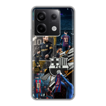 Силиконовый чехол на Xiaomi Redmi Note 13 5G с принтом Messi Barcelona Силиконовый чехол на Xiaomi Redmi Note 13 5G с принтом Messi Barcelona