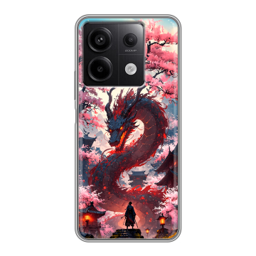 Силиконовый чехол на Xiaomi Redmi Note 13 5G с принтом Дракон Японский Силиконовый чехол на Xiaomi Redmi Note 13 5G с принтом Дракон Японский