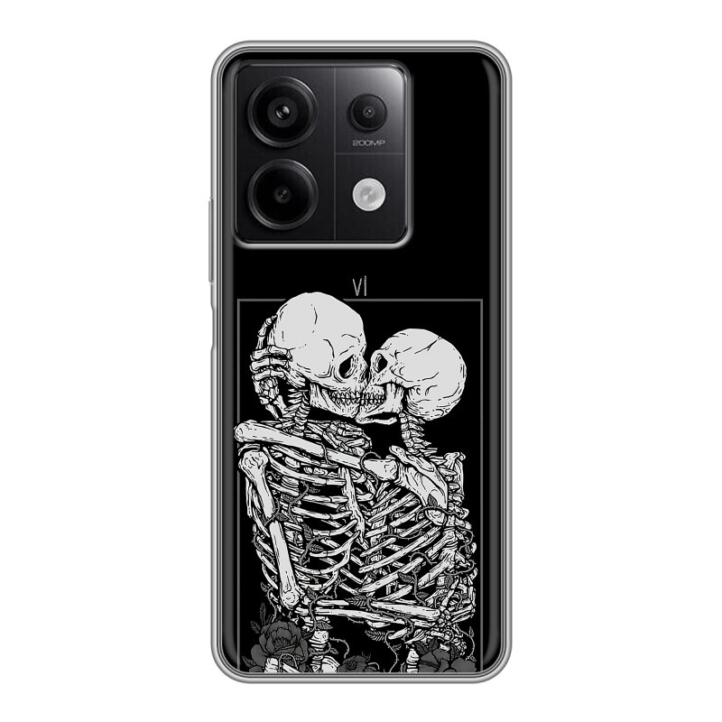 Силиконовый чехол на Xiaomi Redmi Note 13 5G с принтом Поцелуй скелетов Силиконовый чехол на Xiaomi Redmi Note 13 5G с принтом Поцелуй скелетов