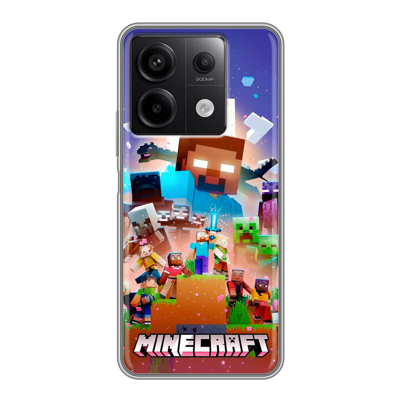 Силиконовый чехол на Xiaomi Redmi Note 13 5G с принтом Майнкрафт Minecraft Силиконовый чехол на Xiaomi Redmi Note 13 5G с принтом Майнкрафт Minecraft