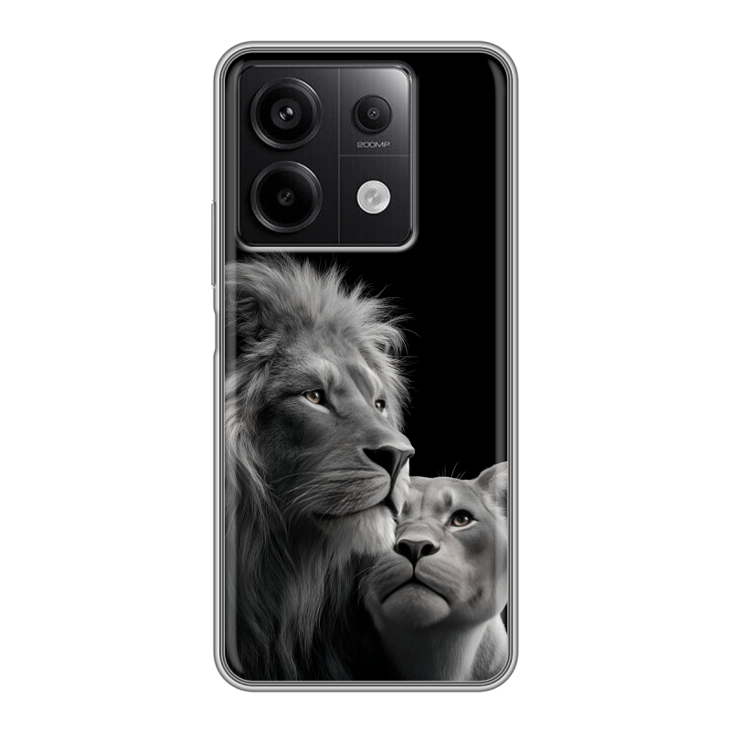 Силиконовый чехол на Xiaomi Redmi Note 13 5G с принтом Лев кошки Силиконовый чехол на Xiaomi Redmi Note 13 5G с принтом Лев кошки