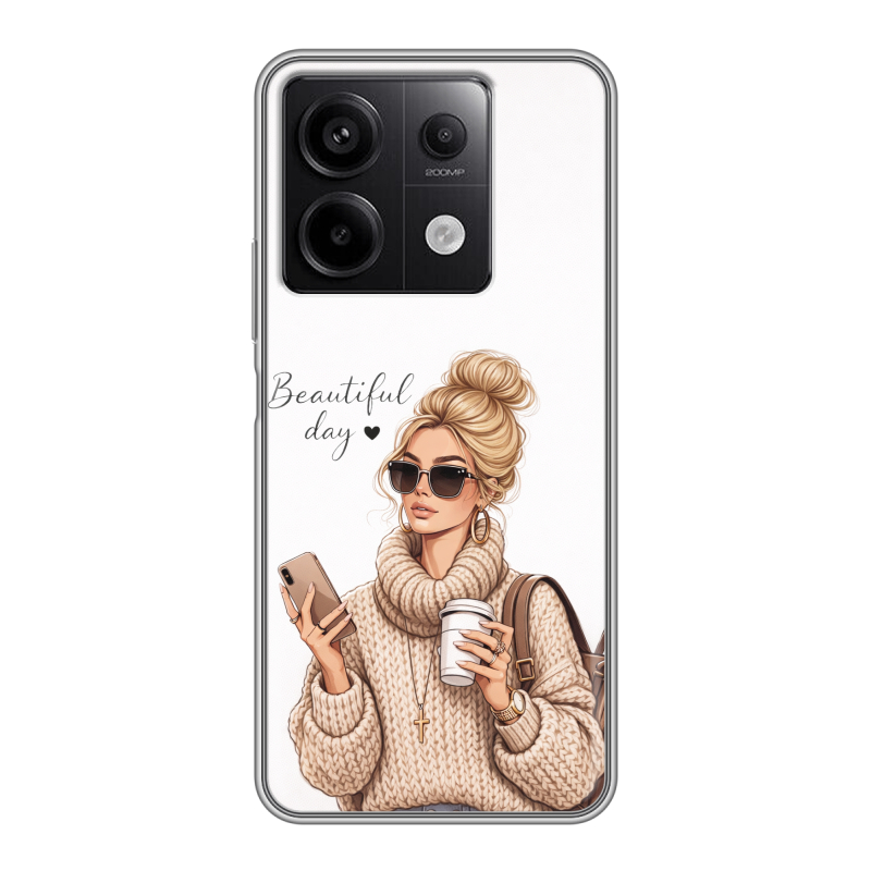 Силиконовый чехол на Xiaomi Redmi Note 13 5G с принтом женский Силиконовый чехол на Xiaomi Redmi Note 13 5G с принтом женский
