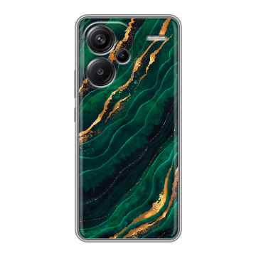 Силиконовый чехол на Xiaomi Redmi Note 13 Pro Plus с принтом Мрамор зеленое золото