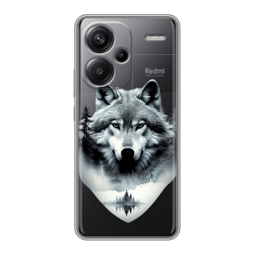 Силиконовый чехол на Xiaomi Redmi Note 13 Pro Plus с принтом Волк в лесу Силиконовый чехол на Xiaomi Redmi Note 13 Pro Plus с принтом Волк в лесу