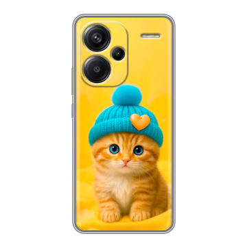 Силиконовый чехол на Xiaomi Redmi Note 13 Pro Plus с принтом Котенок в шапке Силиконовый чехол на Xiaomi Redmi Note 13 Pro Plus с принтом Котенок в шапке