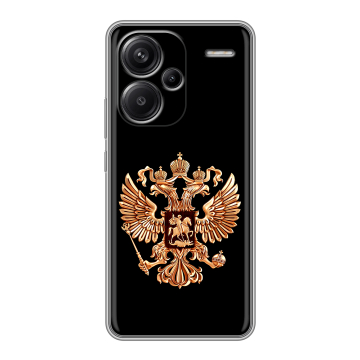 Силиконовый чехол на Xiaomi Redmi Note 13 Pro Plus с принтом Герб России золотой