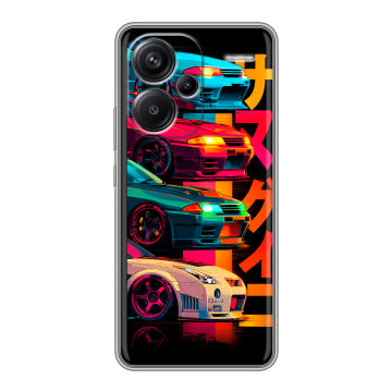 Силиконовый чехол на Xiaomi Redmi Note 13 Pro Plus с принтом Гоночные машины Силиконовый чехол на Xiaomi Redmi Note 13 Pro Plus с принтом Гоночные машины