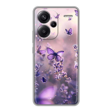 Силиконовый чехол на Xiaomi Redmi Note 13 Pro Plus с принтом бабочки и лаванда Силиконовый чехол на Xiaomi Redmi Note 13 Pro Plus с принтом бабочки и лаванда